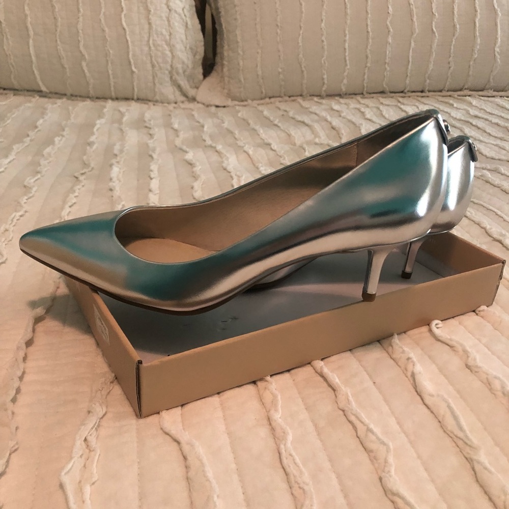 Michael Kors silver kitten heels